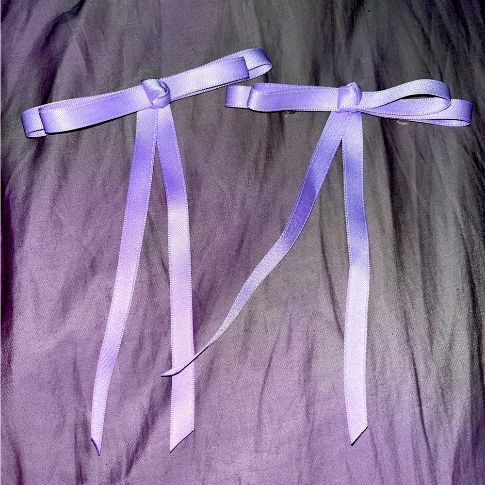 Purple ribbon hair ties